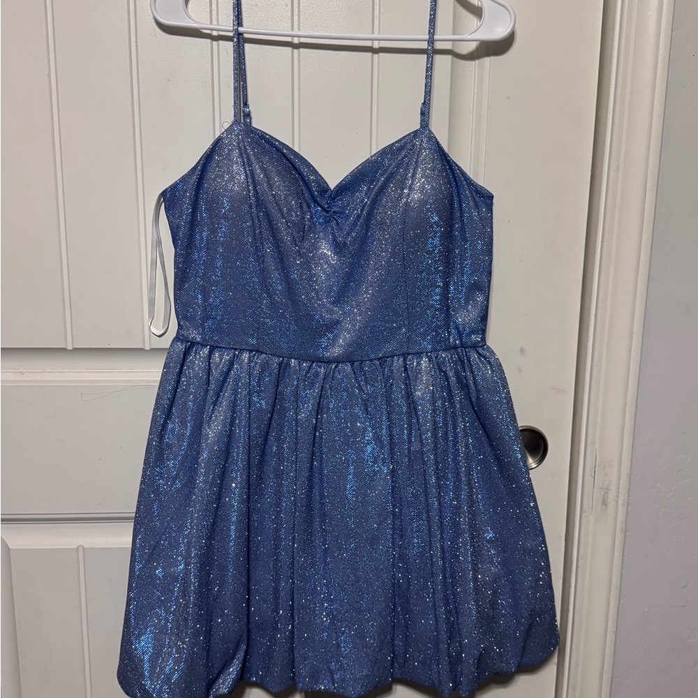 BCX Shimmering Navy Blue Spaghetti Strap Party Dress for Girls